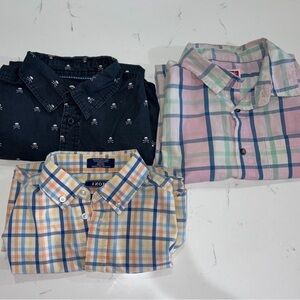 Wrangler Kids Plaid and Skull Button Down Shirts - Blue, Pink, Black